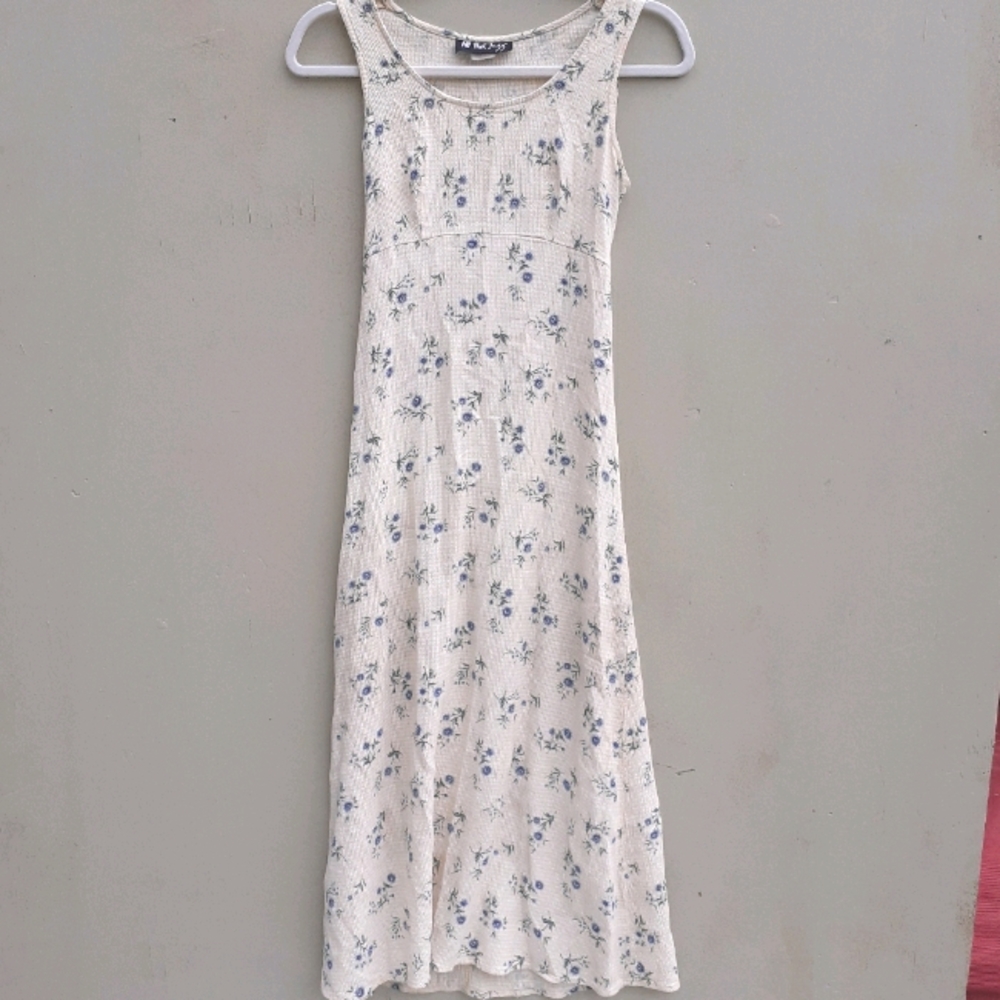 90s Floral gingham dress